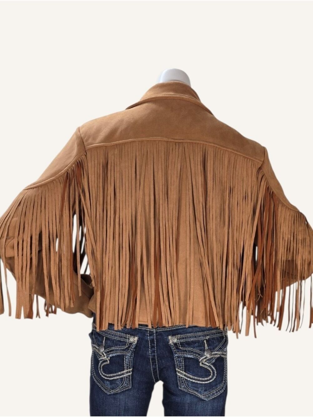 Umgee Winona Camel Faux Suede Fringe Cropped Western Jacket Medium NWT - Picture 7 of 10